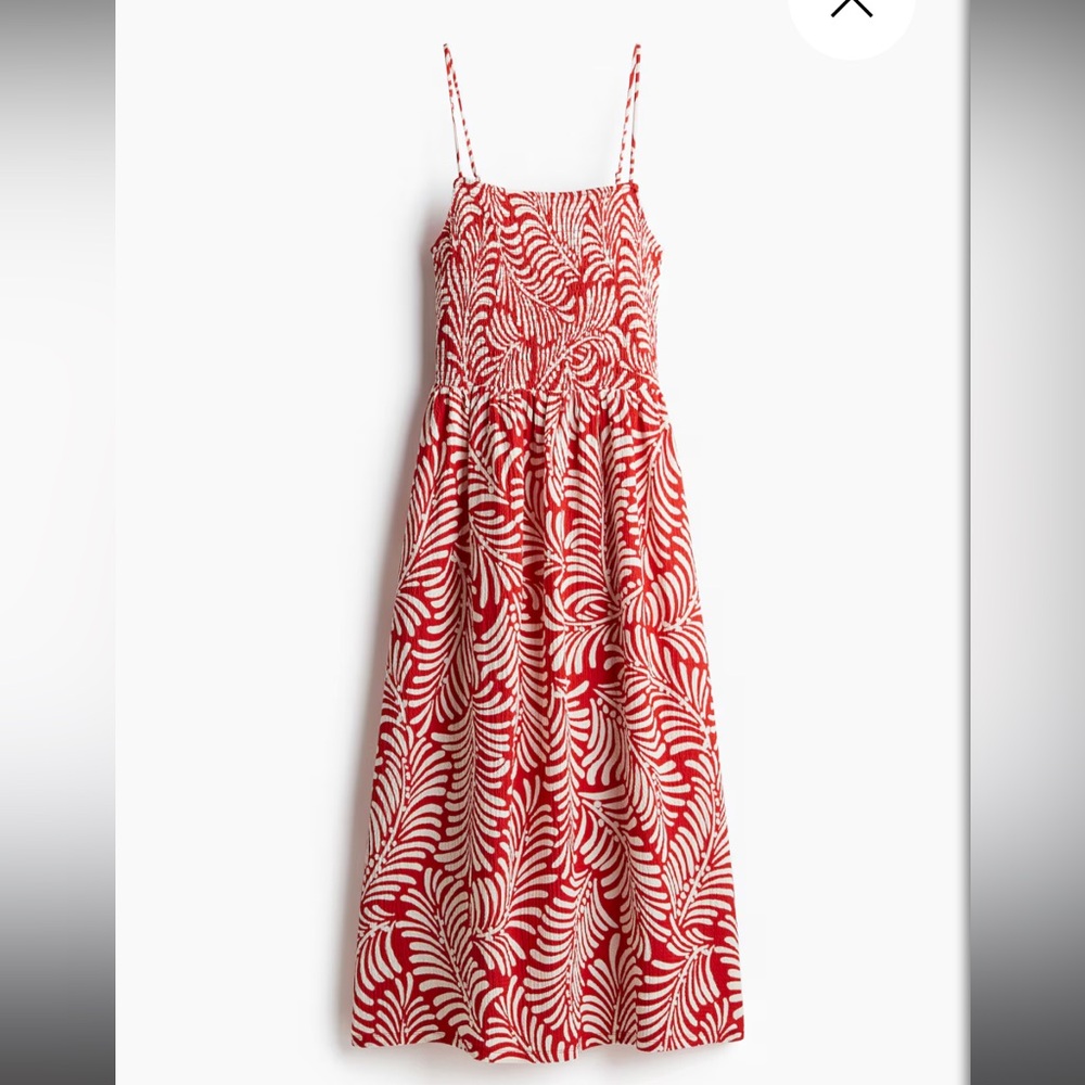 H&M Red and White Smocked  Dress